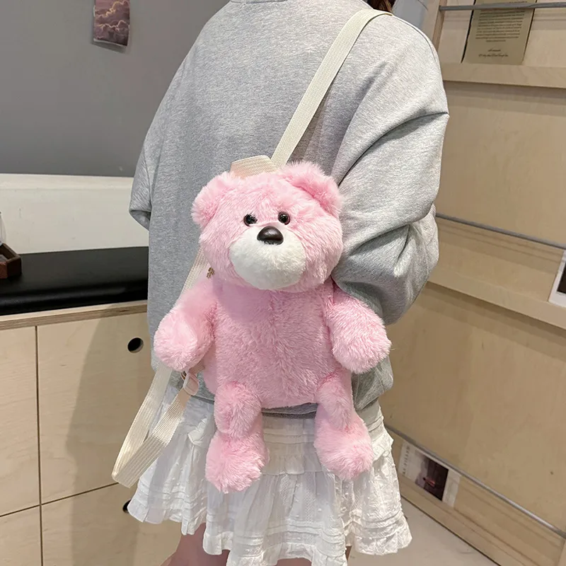 CORE BIRD Plush Backpack Women's Light Pink/Fuchsia/Gray/Brown-9