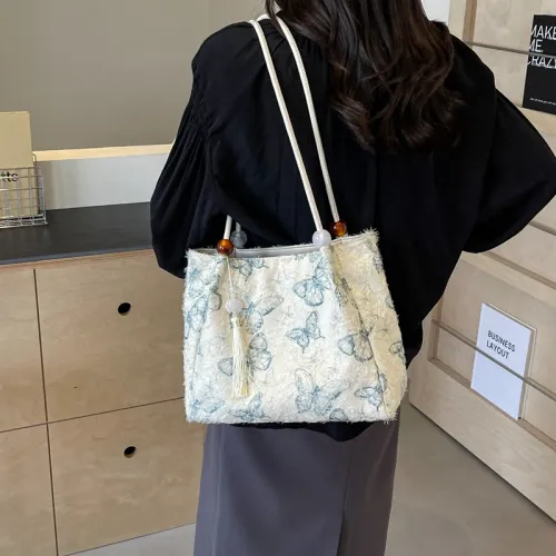 CORE BIRD Fabric Shoulder Bag Women's Black/Green/Pink