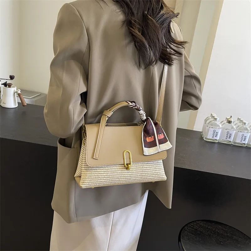 CORE BIRD PU Shoulder Bag, Crossbody Bag, Handbag Women's Ecru/Black/Khaki-4