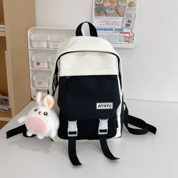CORE BIRD Nylon Fabric Backpack Women's Black/Pink/Light Purple/Light Yellow/Light Green