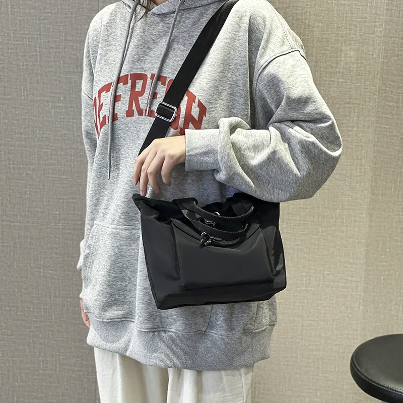 CORE BIRD Nylon Handbag Shoulder Bag Crossbody Bag Women's Black/Khaki-2