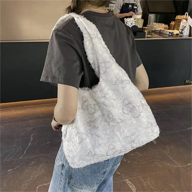 CORE BIRD Fabric Shoulder Bag Women's Ecru/Gray/Pink/Black-9