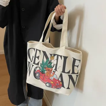 CORE BIRD Canvas Canvas Bag Tote Bag Shopping Bag Shoulder Bag Women's Ecru/Khaki