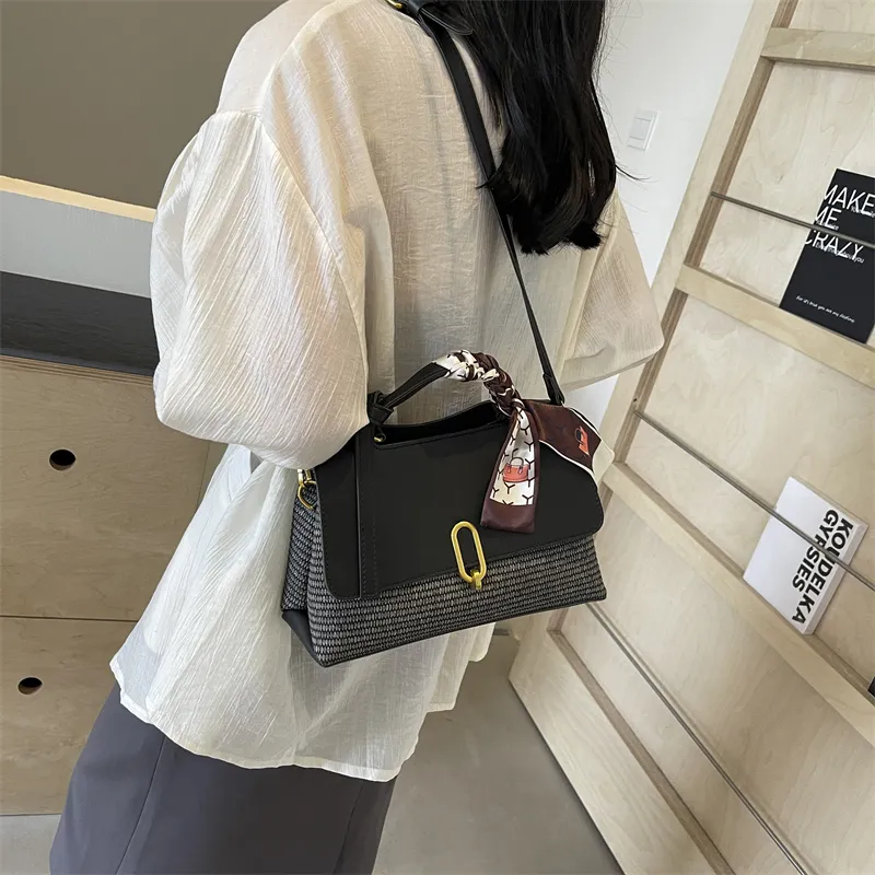 CORE BIRD PU Shoulder Bag, Crossbody Bag, Handbag Women's Ecru/Black/Khaki-9