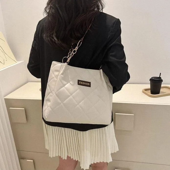 CORE BIRD PU Shoulder Bag Women's Black/White & Coffee/White & Khaki-7