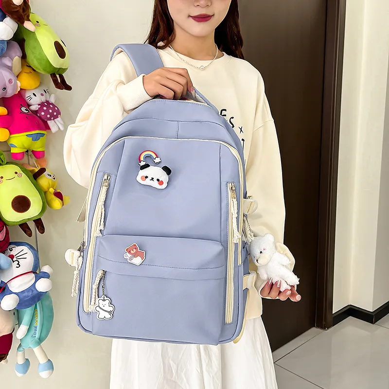 CORE BIRD Nylon Backpack Pink/Ecru/Green/Blue/Black-9