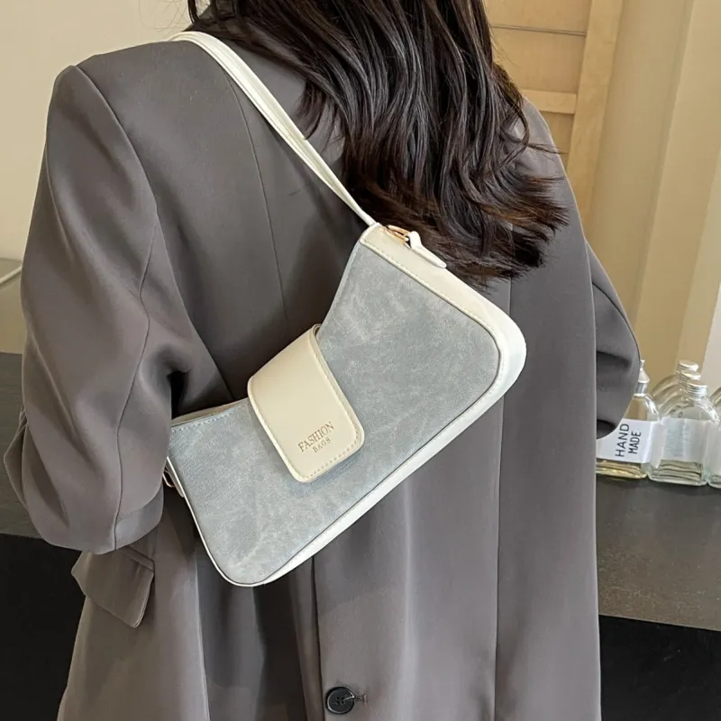 CORE BIRD PU Shoulder Bag Women's Black/White & Blue/Blue/Brown-1