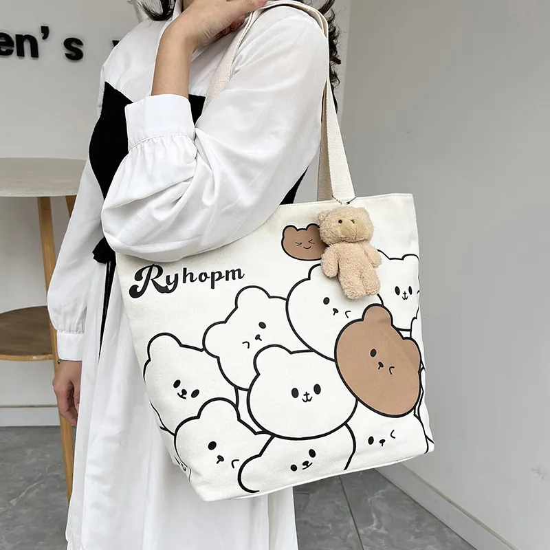 CORE BIRD Canvas Canvas Bag Tote Bag Shopping Bag Shoulder Bag Women's Multicolor-16