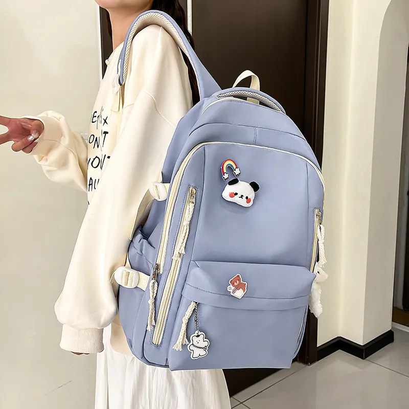 CORE BIRD Nylon Backpack Pink/Ecru/Green/Blue/Black-11