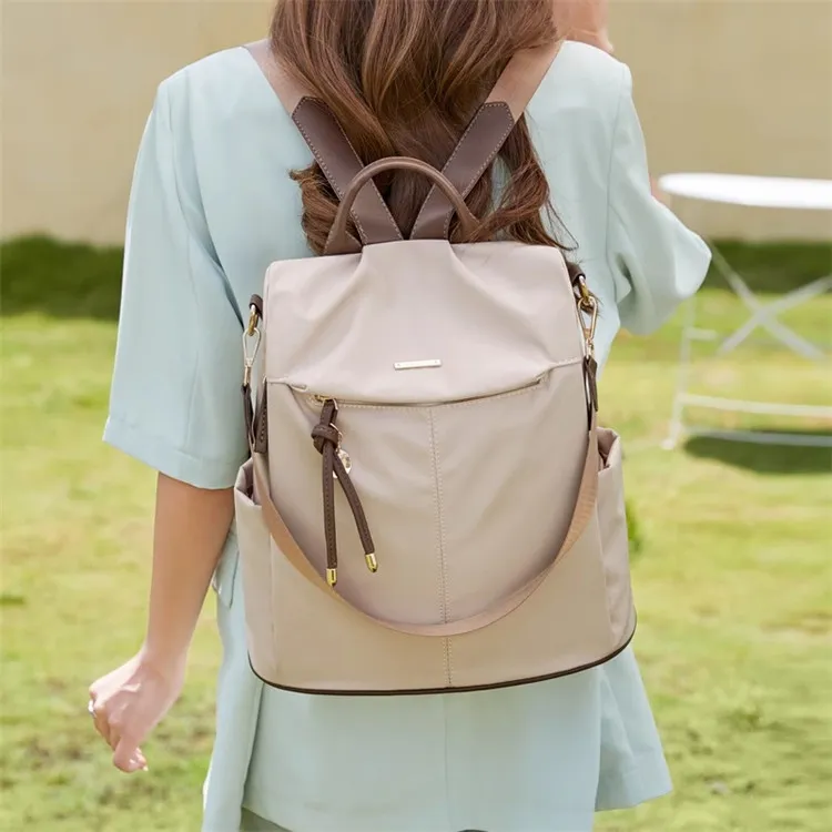 CORE BIRD Oxford Backpack Women's Black/Apricot/Leather Pink-1