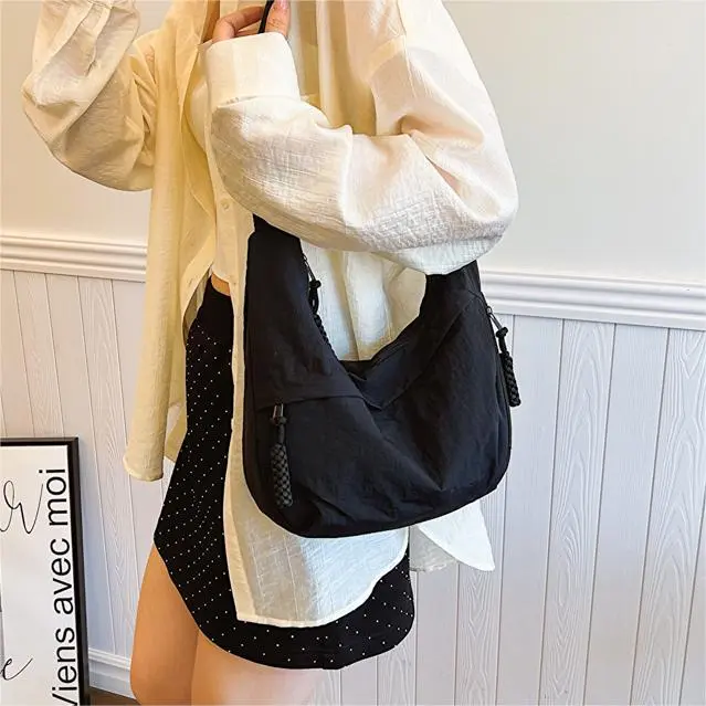 CORE BIRD Canvas Crossbody Bag Shoulder Bag Women's Black/Ecru-6
