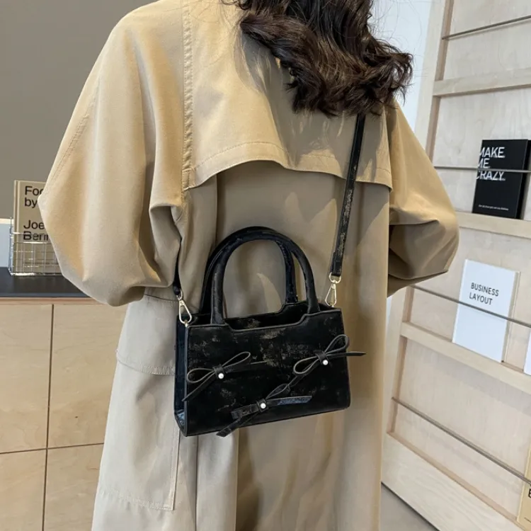CORE BIRD PU Shoulder Bag, Crossbody Bag, Handbag Regular Women's Black/Ecru/Khaki/Pink-7
