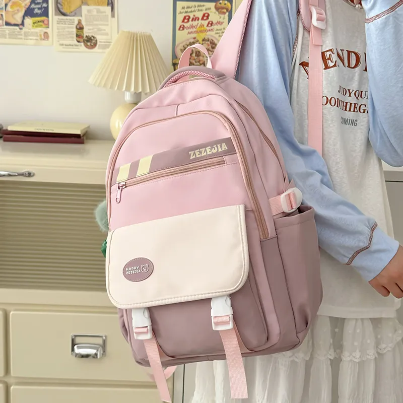 CORE BIRD Nylon Backpack Regular Women's Pink/Blue/Brown/Gray-2