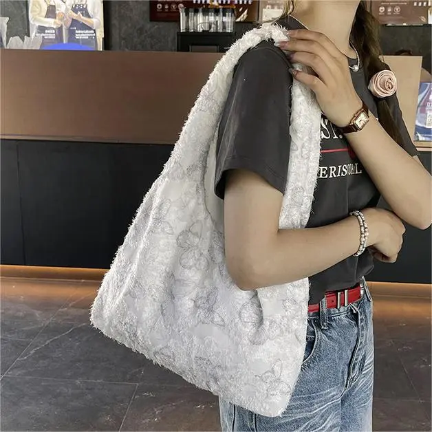 CORE BIRD Fabric Shoulder Bag Women's Ecru/Gray/Pink/Black-10