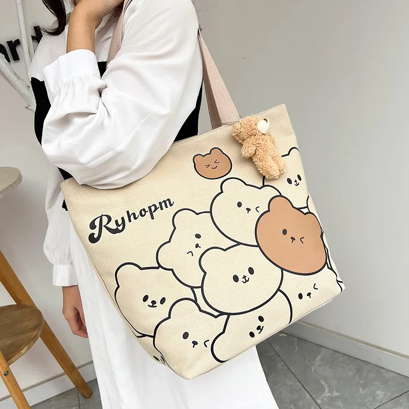 CORE BIRD Canvas Canvas Bag Tote Bag Shopping Bag Shoulder Bag Women's Multicolor-12