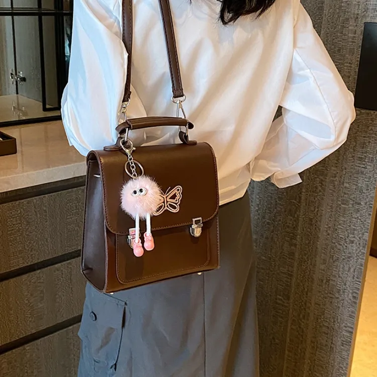 CORE BIRD PU Handbag Shoulder Bag Backpack Unisex Black/Silver/Coffee-9