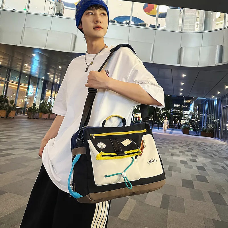 CORE BIRD Oxford Shoulder Bag, Crossbody Bag, Handbag Unisex White/Black-9