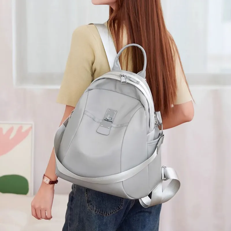 CORE BIRD Eco friendly Fabric Backpack Women's Elegant Black/Apricot/Apricot Gray/Ice Gray-7