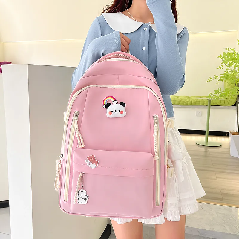 CORE BIRD Nylon Backpack Pink/Ecru/Green/Blue/Black-2