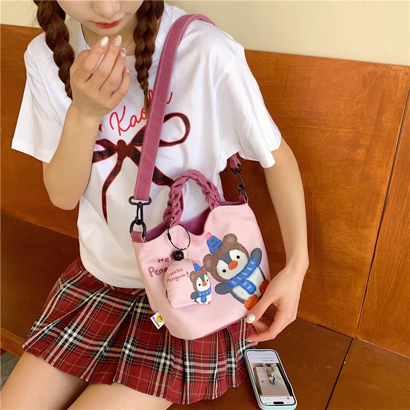 CORE BIRD Canvas One Shoulder Handbag Women's Multicolor-9