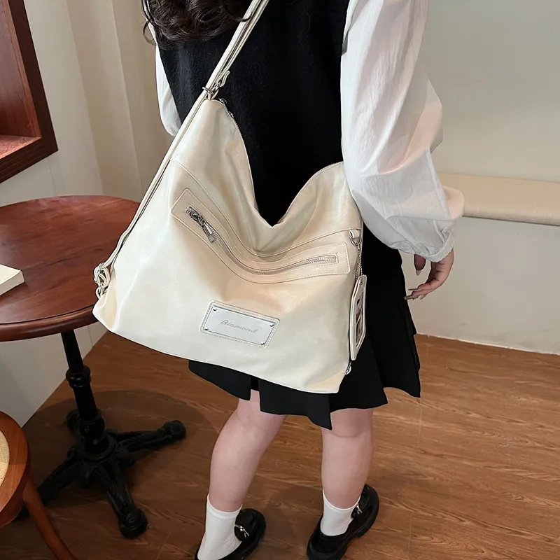 CORE BIRD PU Shoulder Bag Regular Women's Ecru/Black/Coffee-2