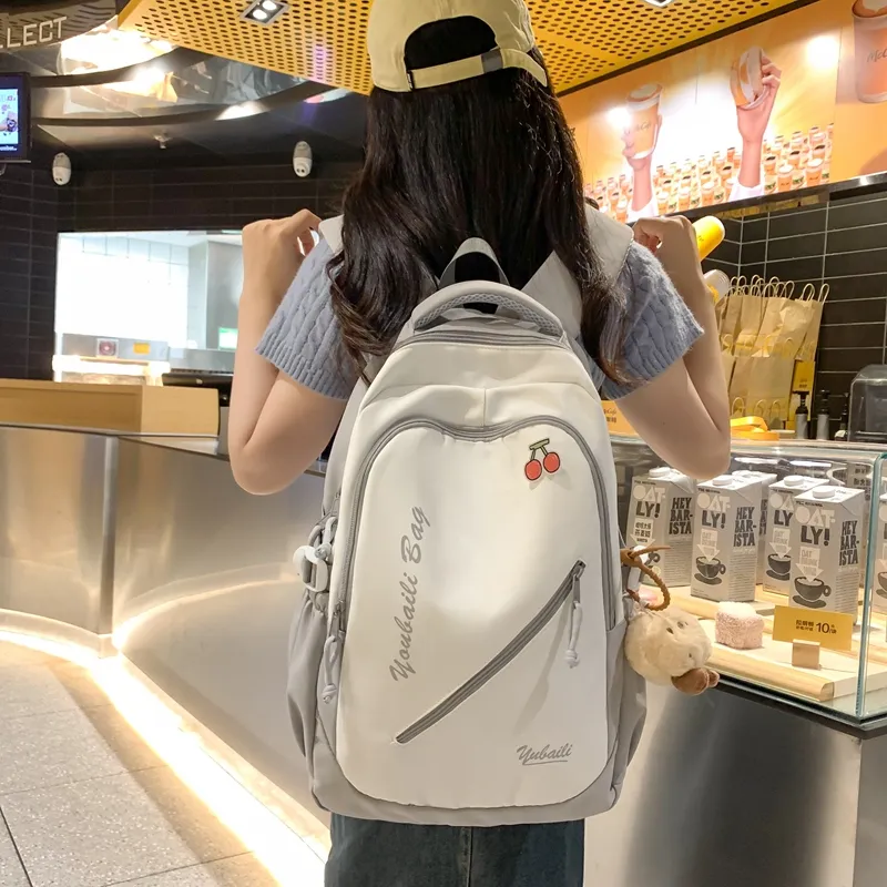 CORE BIRD Nylon Fabric Backpack Unisex Gray/Black/Burgundy/Green/Pink-1