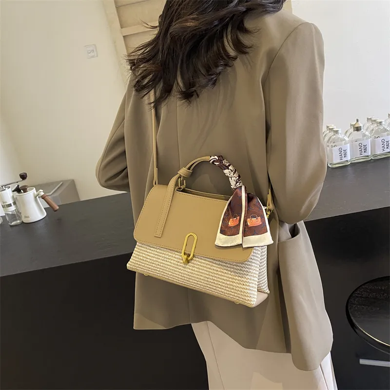 CORE BIRD PU Shoulder Bag, Crossbody Bag, Handbag Women's Ecru/Black/Khaki-2