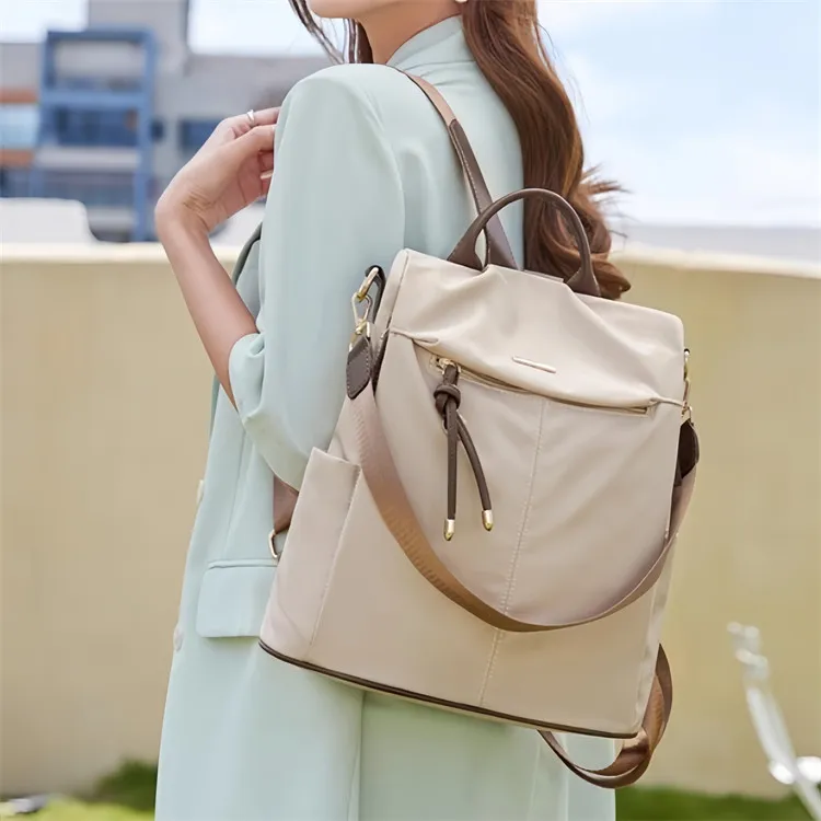 CORE BIRD Oxford Backpack Women's Black/Apricot/Leather Pink-2