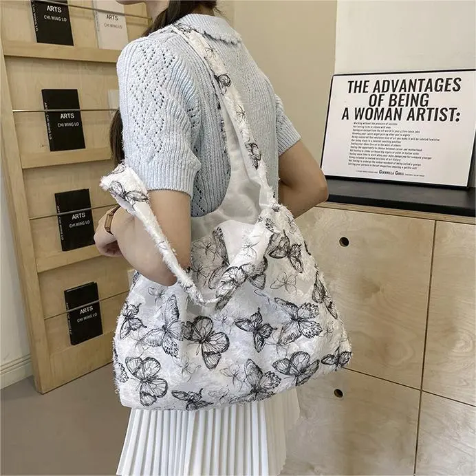 CORE BIRD Fabric Shoulder Bag Women's Ecru/Gray/Pink/Black-6
