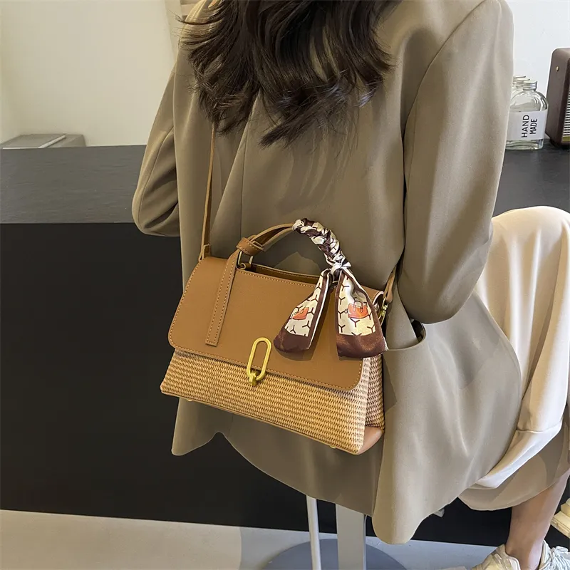 CORE BIRD PU Shoulder Bag, Crossbody Bag, Handbag Women's Ecru/Black/Khaki-14