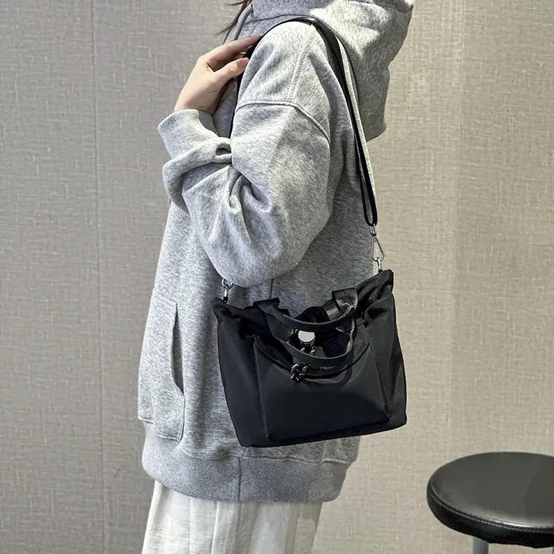 CORE BIRD Nylon Handbag Shoulder Bag Crossbody Bag Women's Black/Khaki-3