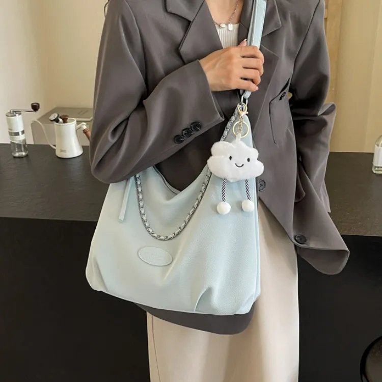 CORE BIRD PU Tote Bag, Shopping Bag, Shoulder Bag Women's Black/Ecru/Blue/Pink-11
