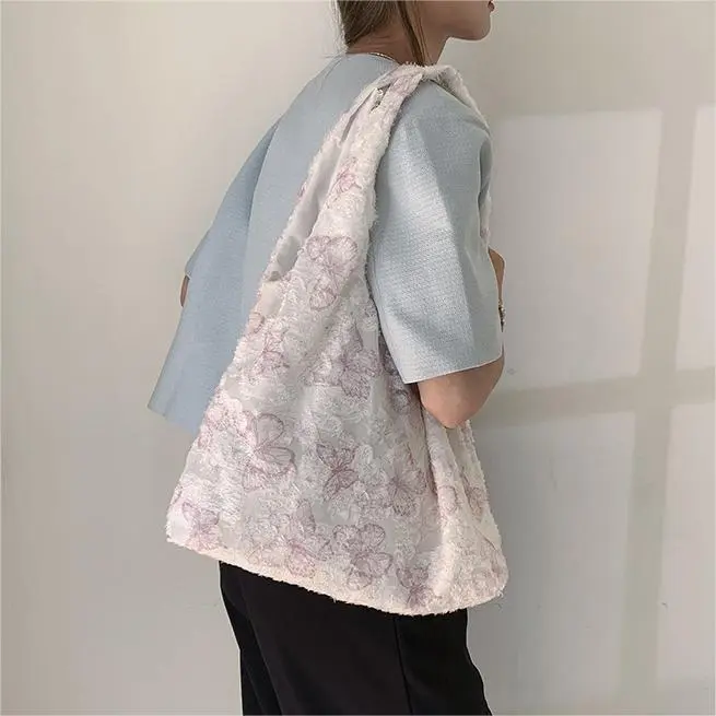 CORE BIRD Fabric Shoulder Bag Women's Ecru/Gray/Pink/Black-1