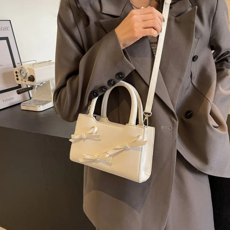 CORE BIRD PU Shoulder Bag, Crossbody Bag, Handbag Regular Women's Black/Ecru/Khaki/Pink-4