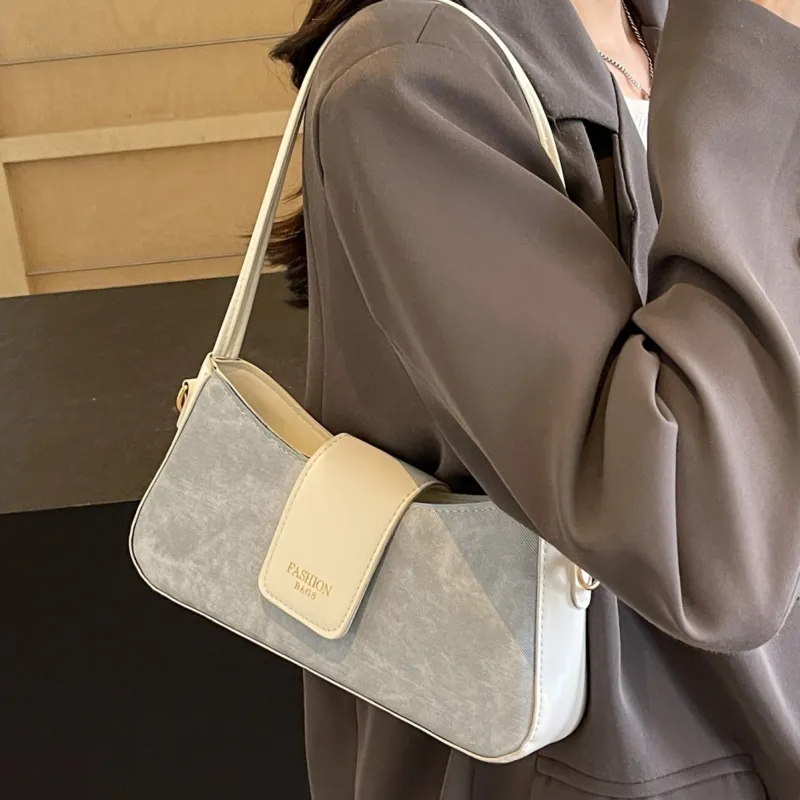 CORE BIRD PU Shoulder Bag Women's Black/White & Blue/Blue/Brown-2