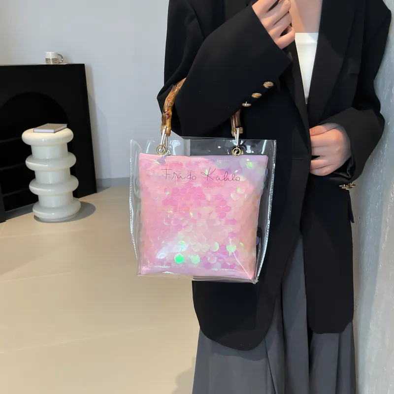 CORE BIRD PVC & PU Handbag Regular Women's Pink-5