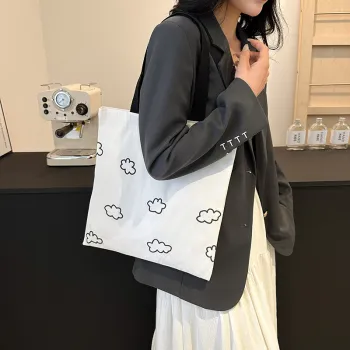 CORE BIRD Canvas Canvas Bag Shoulder Bags Unisex Polka Dot Style/Cloud Style
