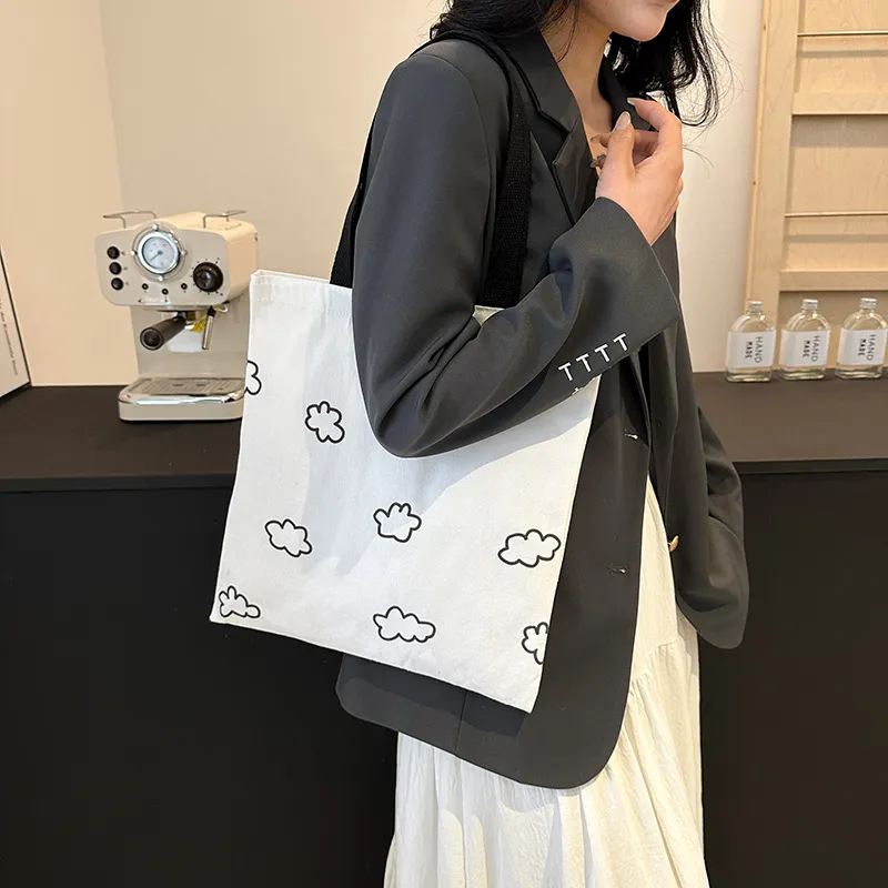CORE BIRD Canvas Canvas Bag Shoulder Bags Unisex Polka Dot Style/Cloud Style-1