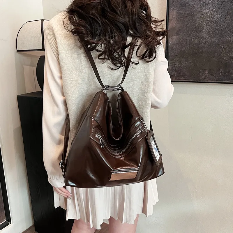 CORE BIRD PU Shoulder Bag Regular Women's Ecru/Black/Coffee-16