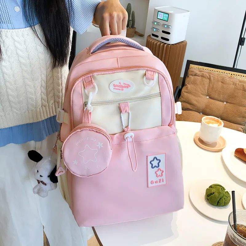 CORE BIRD Nylon Backpack Regular Women's Pink/Purple/Yellow/Blue/Black-1