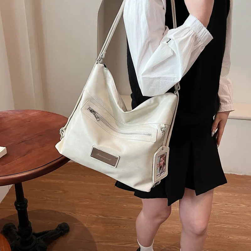 CORE BIRD PU Shoulder Bag Regular Women's Ecru/Black/Coffee-3