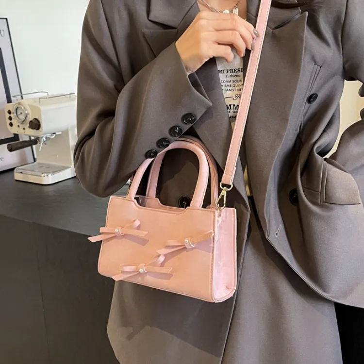 CORE BIRD PU Shoulder Bag, Crossbody Bag, Handbag Regular Women's Black/Ecru/Khaki/Pink-1