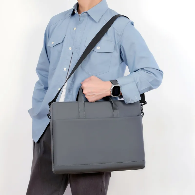 CORE BIRD Membrana Dermalis Handbag Laptop Bag Regular Men's Gray/Black/Blue-1