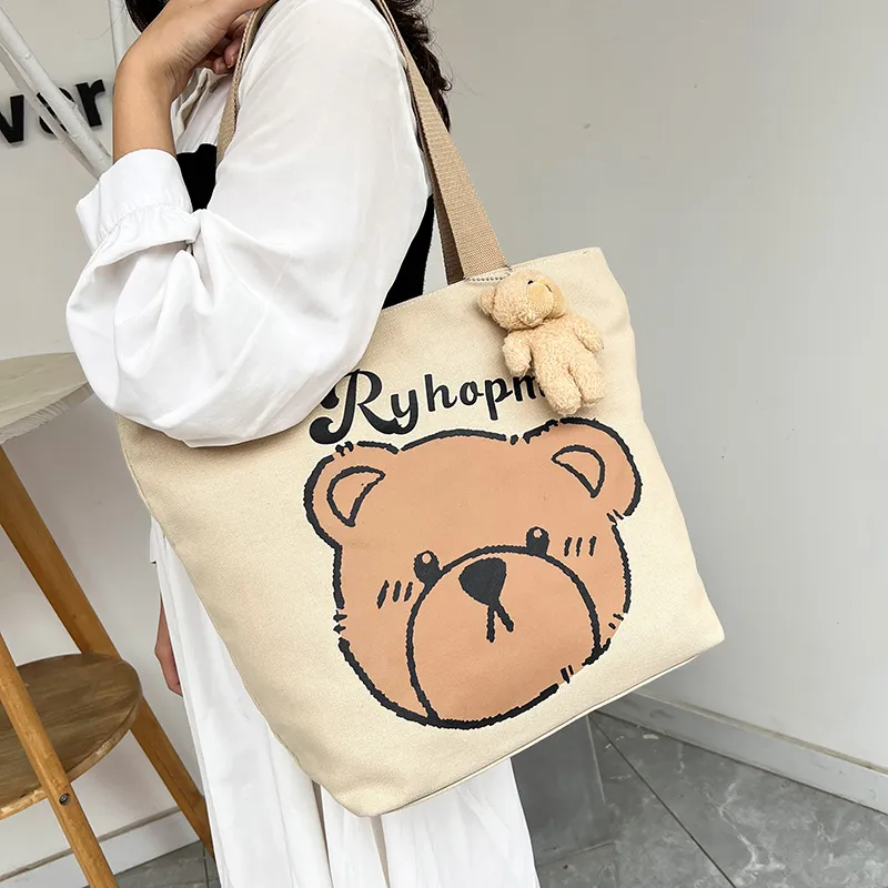 CORE BIRD Canvas Canvas Bag Tote Bag Shopping Bag Shoulder Bag Women's Multicolor-1