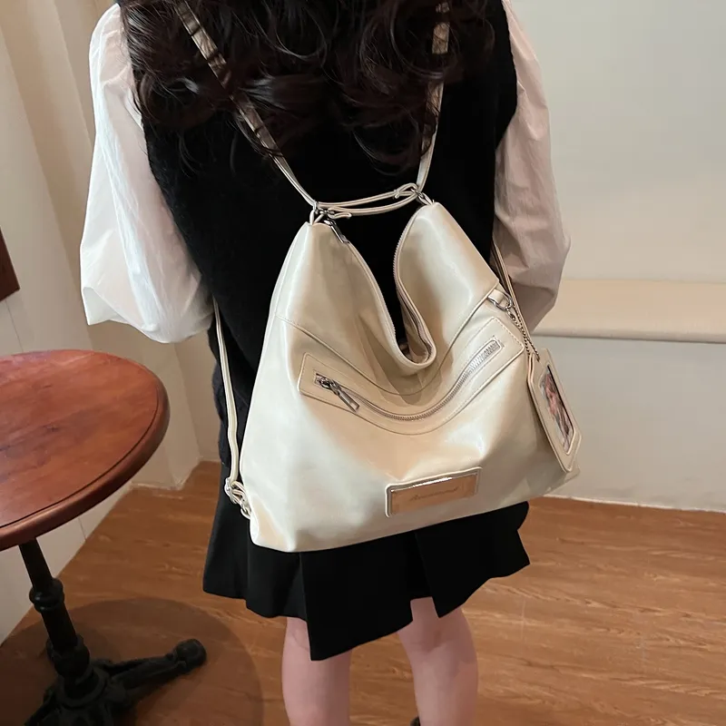 CORE BIRD PU Shoulder Bag Regular Women's Ecru/Black/Coffee-4