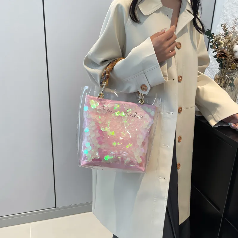 CORE BIRD PVC & PU Handbag Regular Women's Pink-2