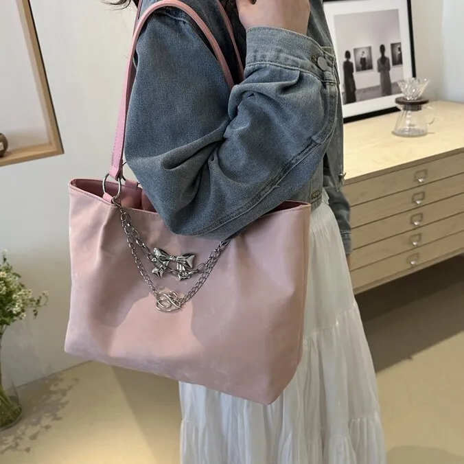 CORE BIRD Special Material Shoulder Bag Women's Gray/Ecru/Black/Pink-5