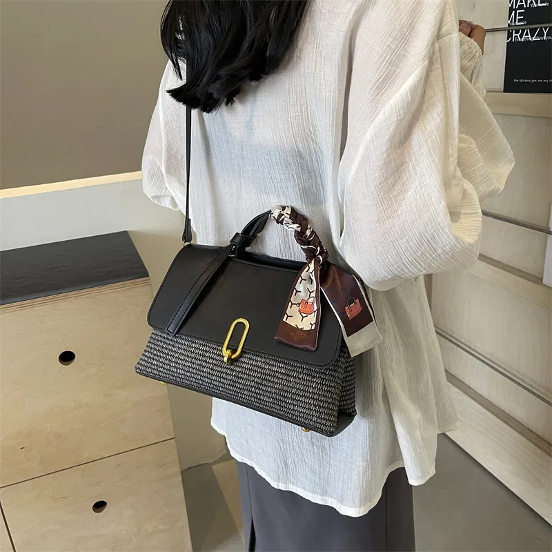 CORE BIRD PU Shoulder Bag, Crossbody Bag, Handbag Women's Ecru/Black/Khaki-7