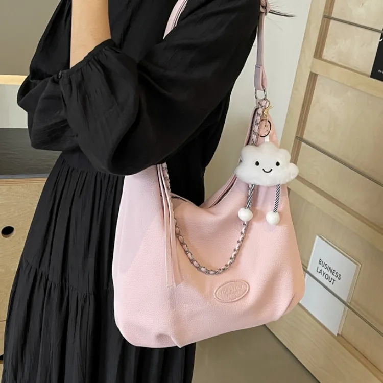 CORE BIRD PU Tote Bag, Shopping Bag, Shoulder Bag Women's Black/Ecru/Blue/Pink-2