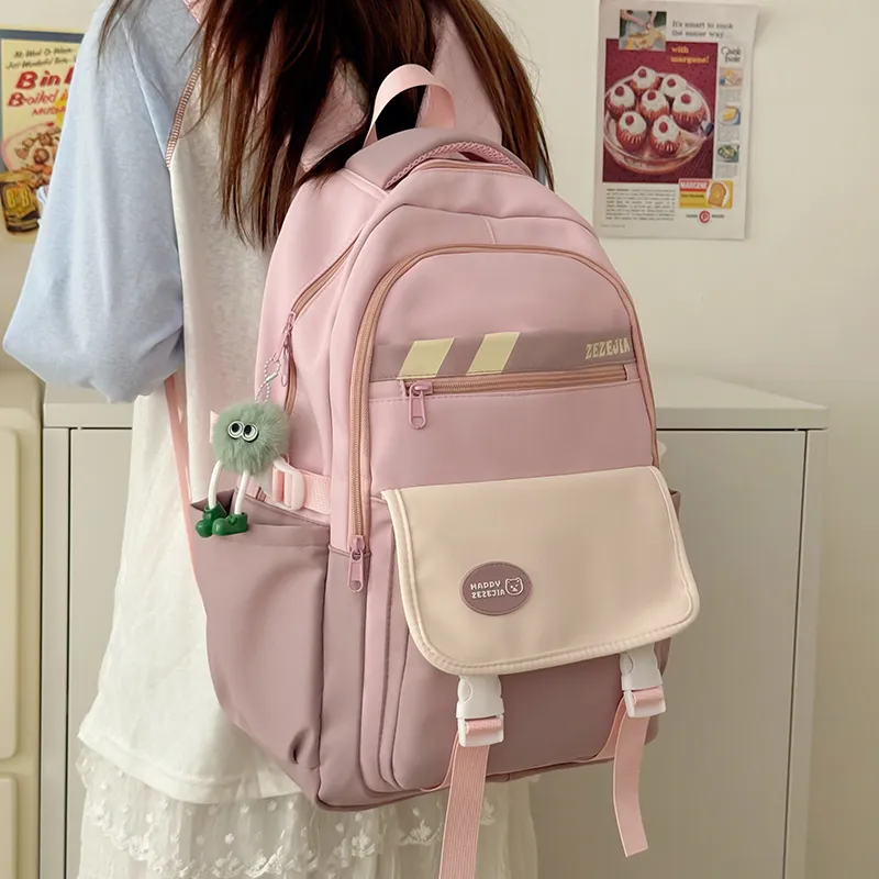 CORE BIRD Nylon Backpack Regular Women's Pink/Blue/Brown/Gray-4